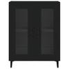 Entrance Side Cabinet / Sofa Sideboard / Living Room Storage Cabinet / Bathroom Shelf with Transparent Double Door Design, Black 69.5x34x90 Cm