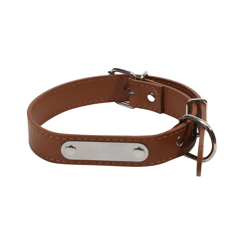 2025 New Hot SaleCarved Dog Collar ID Tag Anti-lost Solid PU Leather For Small Medium Large Dogs Puppy Cat Pet Supplies