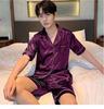 Men's Ice Silk Long-Sleeve Pajama Set - Thin & Breathable, Plus Size, for Spring & Autumn