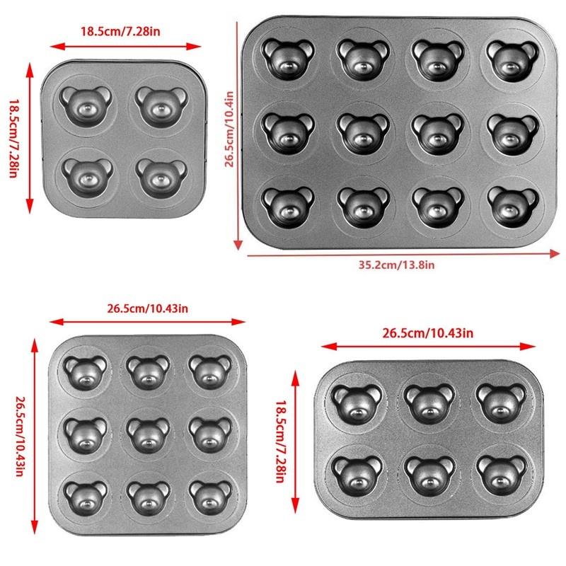 4/6/9/12 Even Bear Mold Baking Mold Pan Non-Stick Diy Cute Candy Cake Mold Tool Decoration Biscuit Candy Mold Baking Accessories