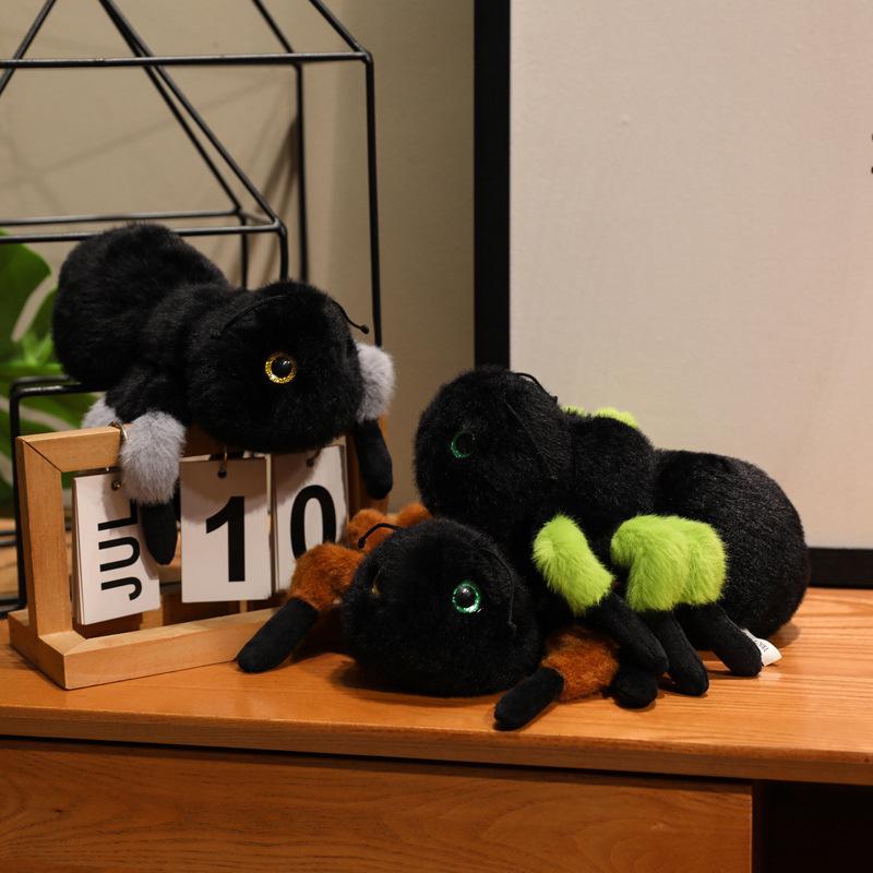 Cute little black ant doll plush toy lying down ant doll children soothing rag doll birthday gift