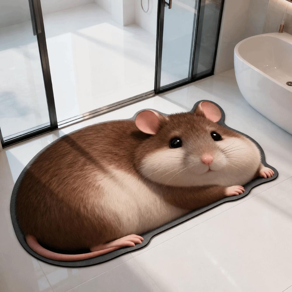 2D Home Decor Carpet Non-Slip Cartoon Carpet Soft Hamster-Shaped Area Rug Living Rooms