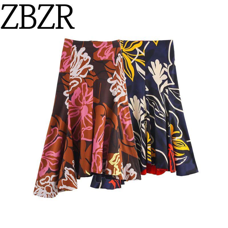 Zbzr Spring New Women Clothes Western Style Fashion Temperament Simple and Versatile Print Half-Length Skirts 3042137