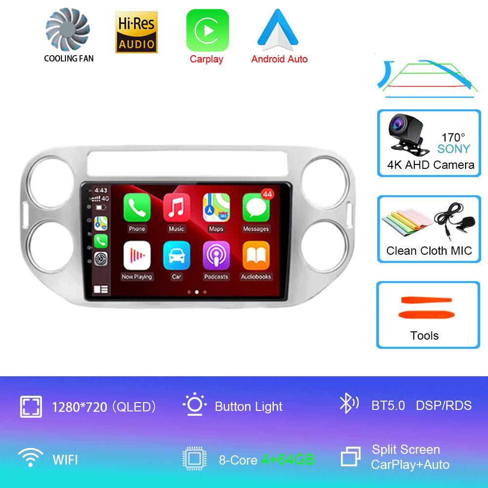 Car Radio Android 14 Wireless CarPlay Auto for VW Volkswagen Tiguan 1 NF 2006-2016 Multimedia Video Player Stereo GPS 2din Navi