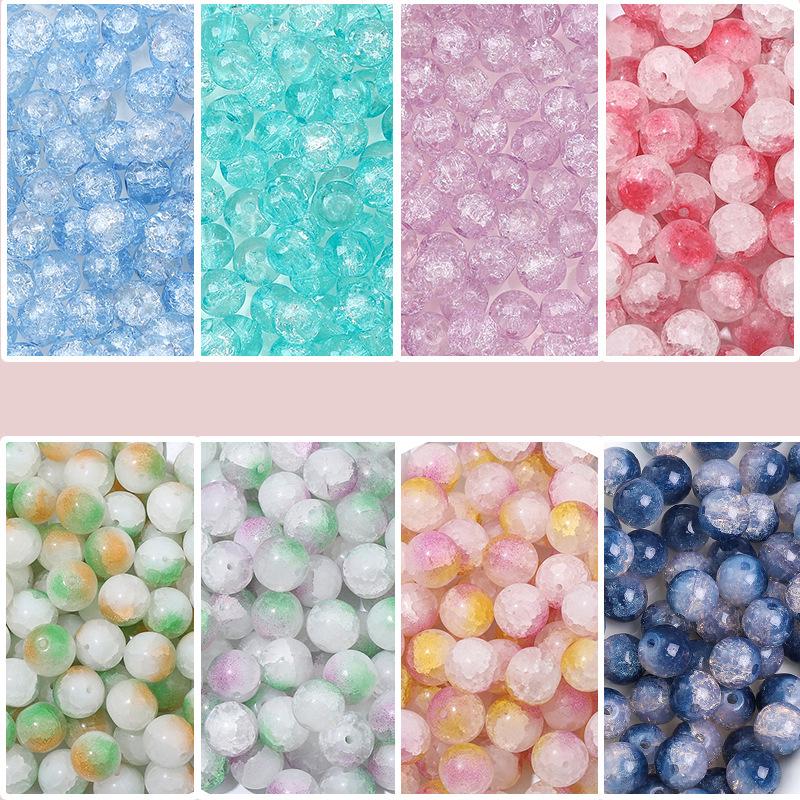 

8/10mm Crackle Bicolor Glass Beads for DIY Jewelry 8mm hole 1mm, 20 pcs