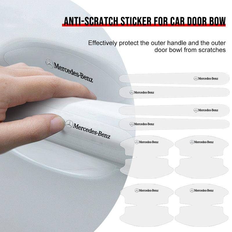 AABIE1 8Pcs Car Door Handle Bowl Anti Scratch Protective 3D Sticker Caps For Mercedes Benz C200 C230 C240 C250 C280 C300 C320 C350 C400