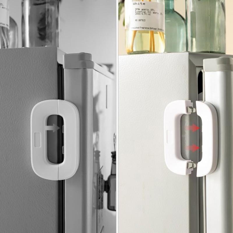 Self-Adhesive Fridge Lock Latch System Child Safety Fridge Lock Anti Opening Refrigerator Lock Anti-Pinch Hand Refrigerator