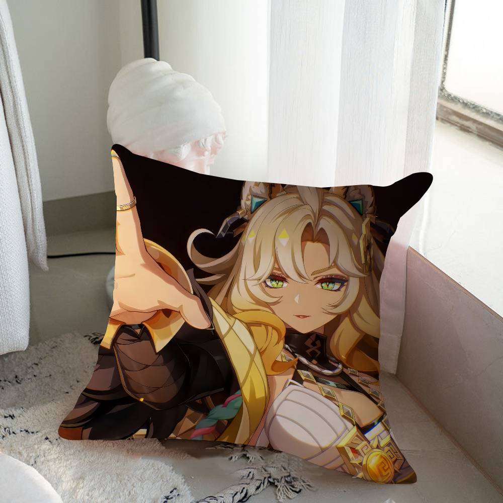 

G-Genshin Impact Cartoon Animation Cushion Cover Pillow Cover Decor Pillowcase Printed Cushion Case For Couch 16x16Inch