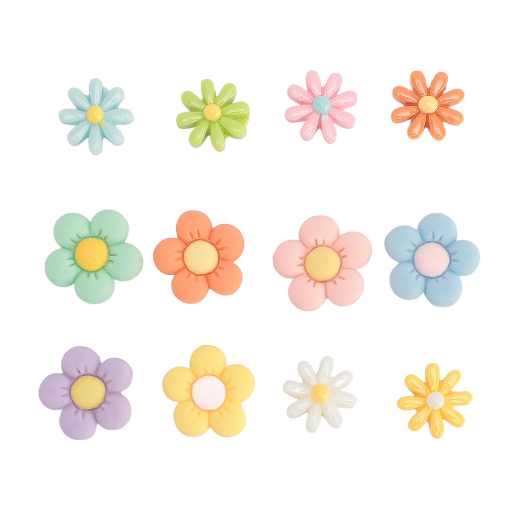 60PCS Set Resin Flower Charm Lightweight Slick Flower Charms Embellishment for Handcraft