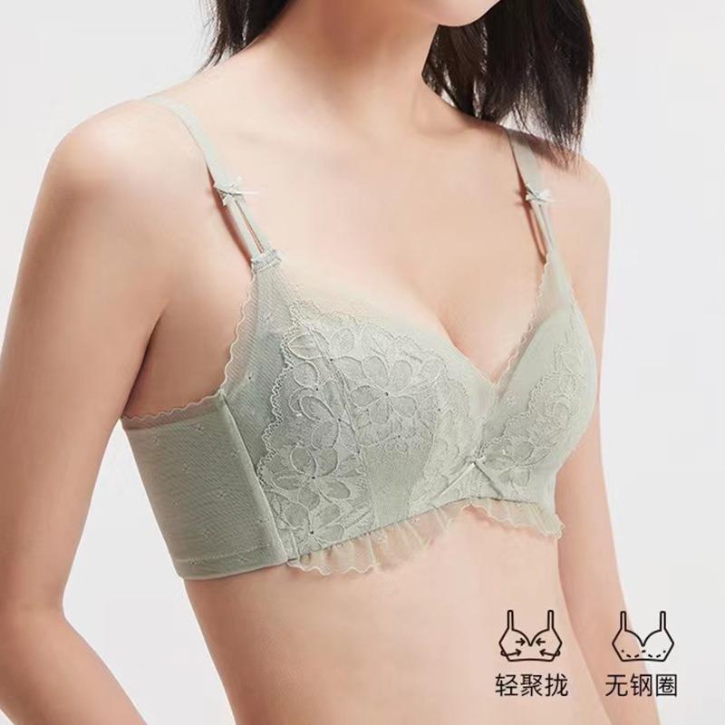Xia Juju Steel-rimless Bra, Sexy and Comfortable Flower Embroidery Lace, Thin Top and Thick Bottom, Beauty Salon Underwear.