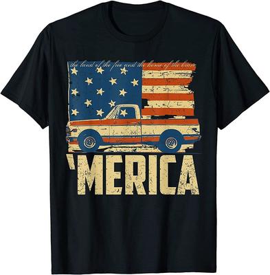 Classic Truck Shirt 'Merica American Flag With Pickup Truck Unisex T-Shirt