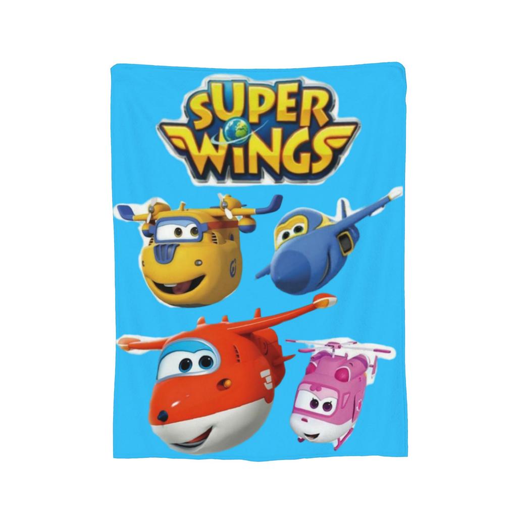 Super Wings Cartoon Flannel Blanket Car Robot Funny Throw Blanket for Sofa Bedding Lounge 150*125cm Rug Piece,
