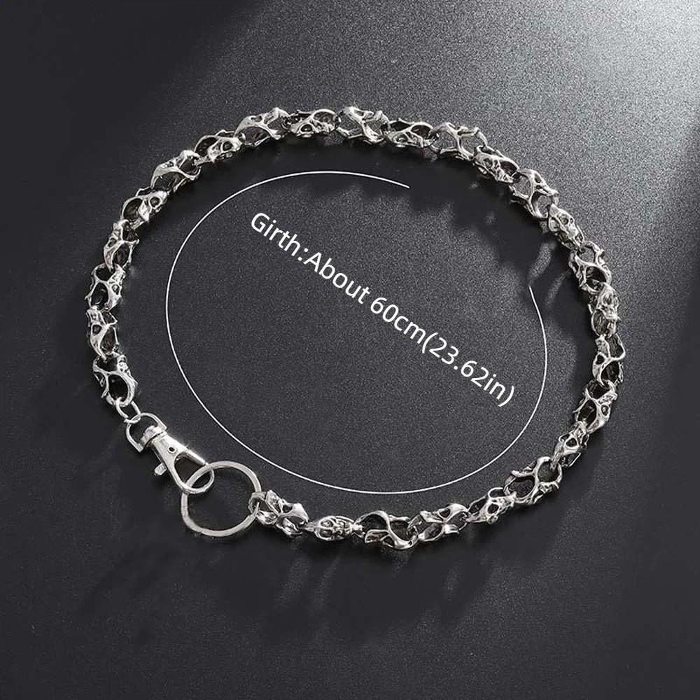 Lanț Reglabil pentru Pantaloni cu Craniu Y2K Punk Aliaj de Zinc Decor Talie Lanț Vintage pentru Blugi Bărbați Petrecere