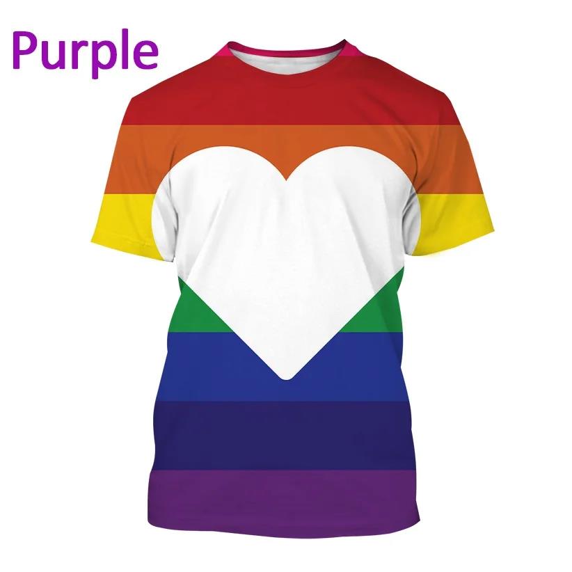 Nova camiseta com estampa 3D de arco-íris para homens e mulheres, gola redonda, casual, manga curta, camiseta grande, moda, tops, tendência, roupas unissex