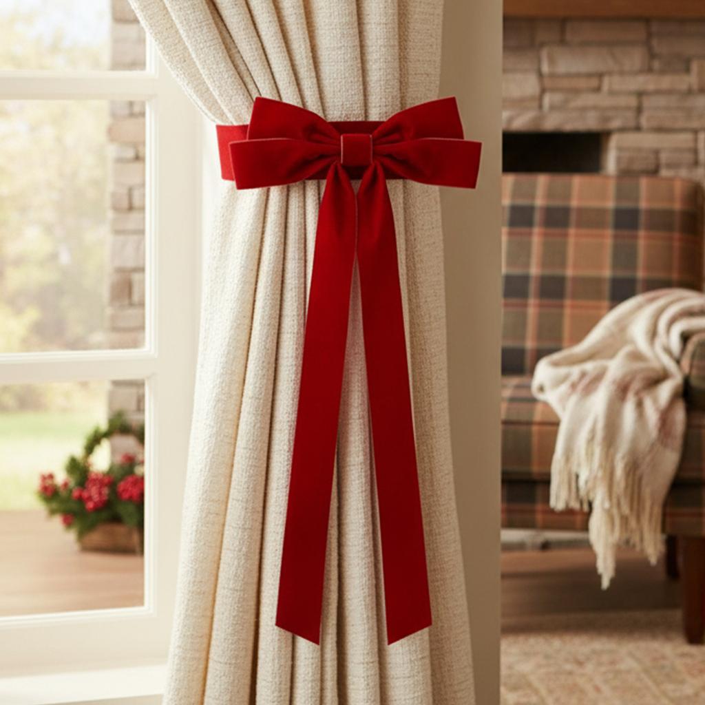 1/2pcs Christmas Bows Christmas Staircase Wreath Bows for Christmas Tree Topper Wreaths Mantle