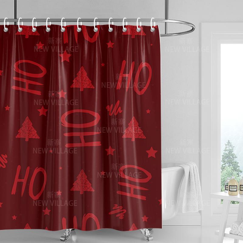 

Home shower curtains bathroom Decora waterproof fabric non-slip bathmat water absorption curtain Modern nordic Merry Christmas 90x180cm