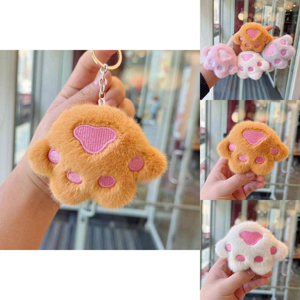 Cat Claw Keychain Plush Toy With Silver Chain For Bags And Keys