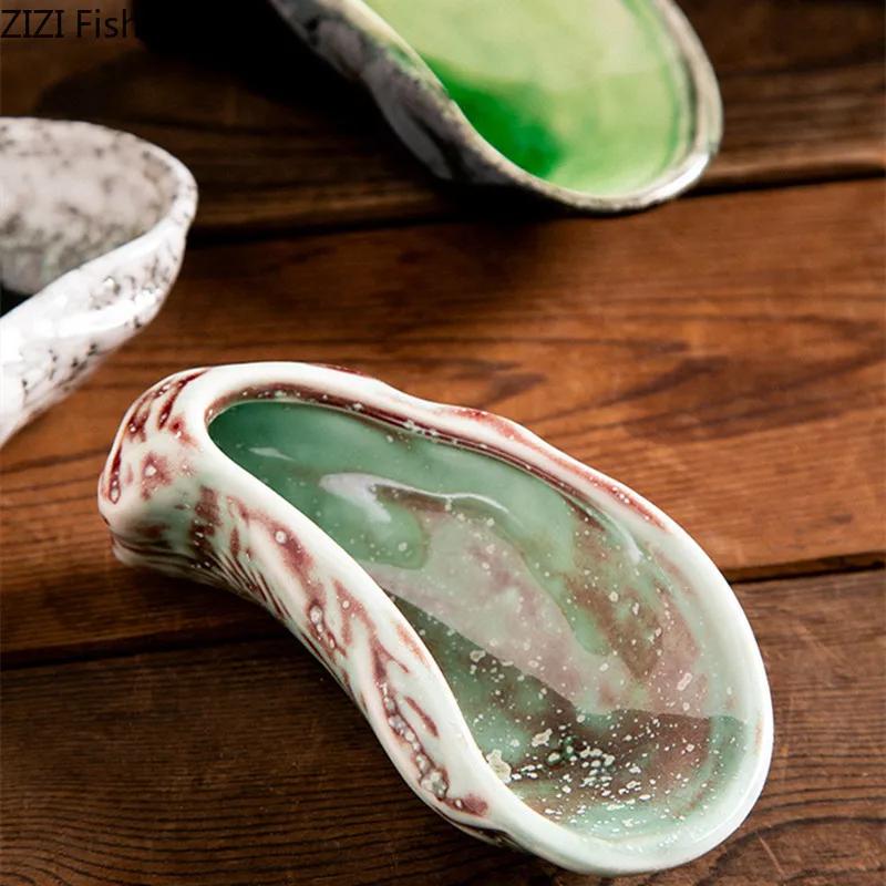 BRMolecular Gastronomy Tableware Appetizer Plate Sashimi Sushi Plate Creative Oyster Shaped Ceramic Dessert Plate Dip Sauce PlatesEY