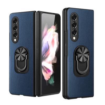 Funda Fina y Ligera con Anillo de Cuero Para Samsung Galaxy Z Fold 3 4 Fold4 5g Fold2 Fold3 Fold 2 Antideslizante Cubierta para Teléfono Móvil