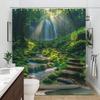 Enhance Your Bathroom with This Waterproof Shower Curtain Featuring a Lush Forest Waterfall for a Relaxing Experience
