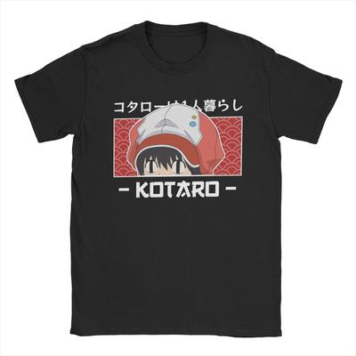 Zabawne koszulki Kotaro Lives Alone dla mężczyzn z okrągłym dekoltem, bawełniana koszulka anime z krótkim rękawem, nowość, topy
