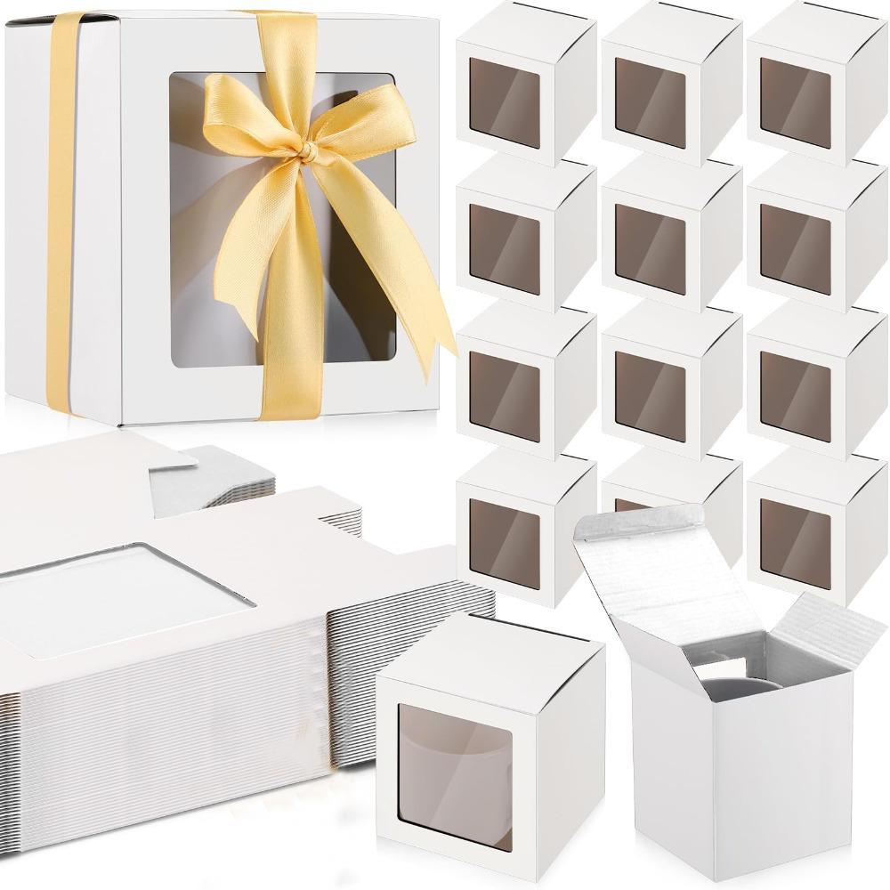 15pcs White Gift Boxes for Sublimation Mugs Gift Packaging Boxes Transparent Gift Box Mug Boxes for Shipping Exhibition Boxes for Mugs Blank Mug Box
