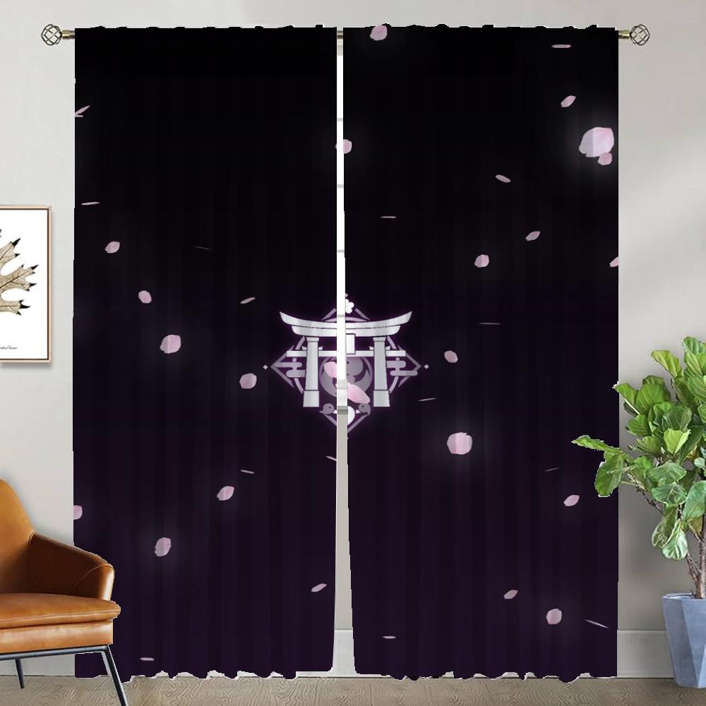 

Домашний интерьер Шторы для гостиной Шторы Genshin Impact Halloween Decoration Partition Tulle для спальни Шторы 2 шт. W50xH70cmx2pcs-CL