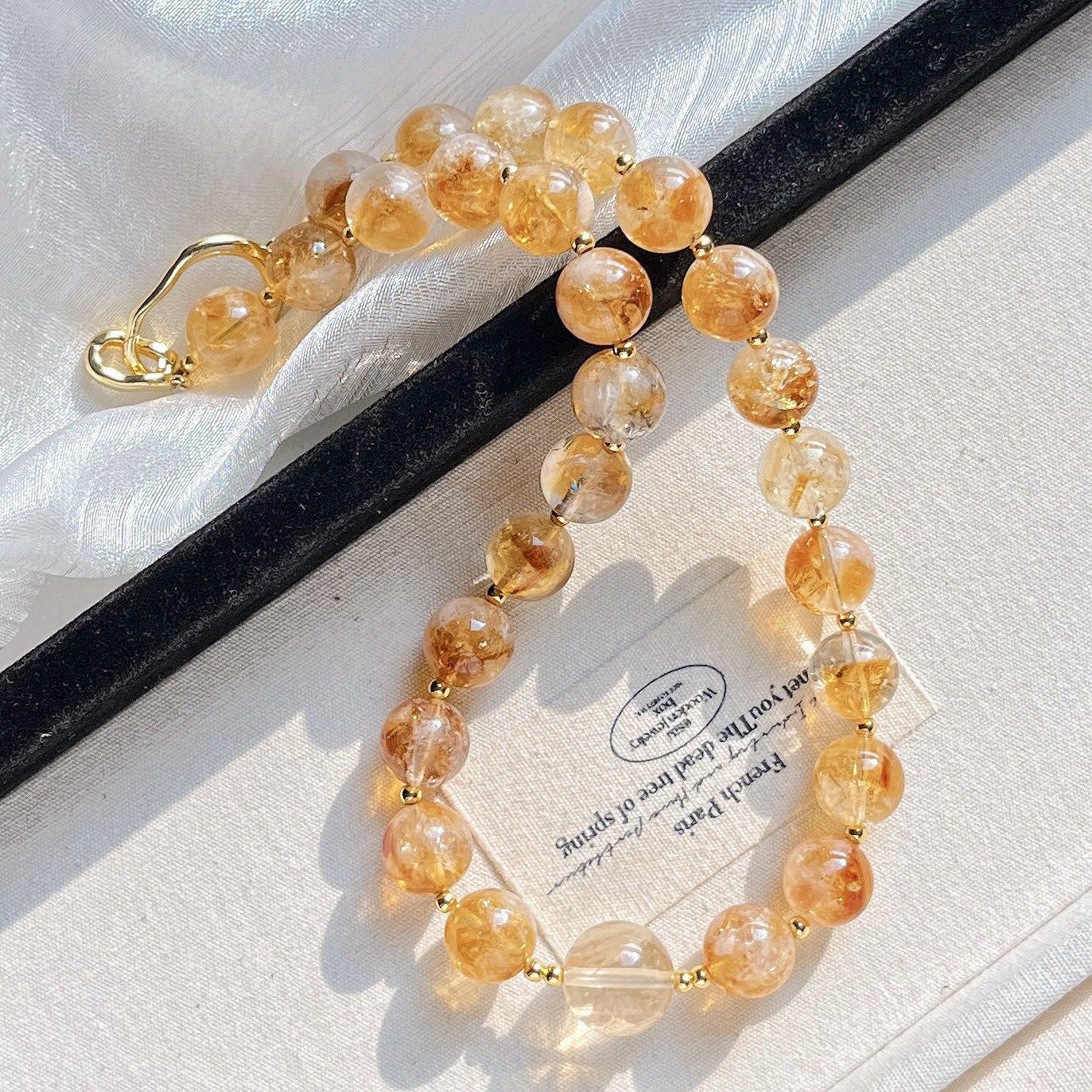12Mm Natural Citrine Citrine Design Necklace Clavicle Chain Sweater Chain