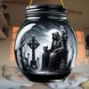 Mason Jar Hangings Decor, Gothic Grim Reaper In Jar Wall Decor, with Skulls & Cross - Spooky Window Hanging Panel Door Sign for Home Decor