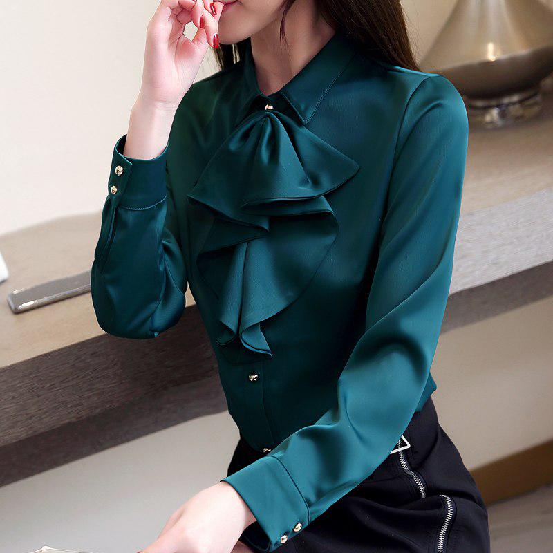 SURWENYUE  Office Fashion Womens Tops and Blouses Plus Size Chiffon Blouse Shirt Long Sleeve Shirts