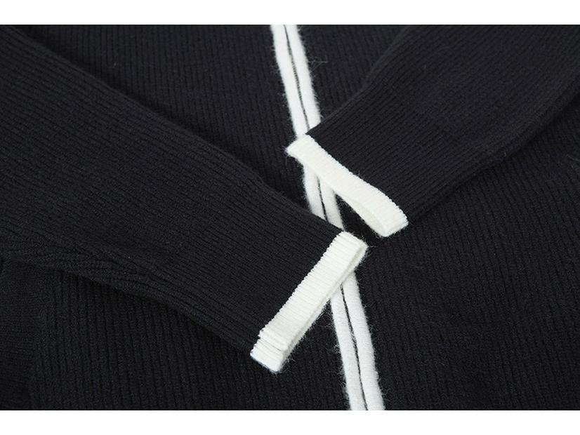 Unisex Herbst/Winter Steinfarbener Reißverschluss-Strickjacke: Stehkragen, Abzeichen-Detail, Colorblock-Strickpullover