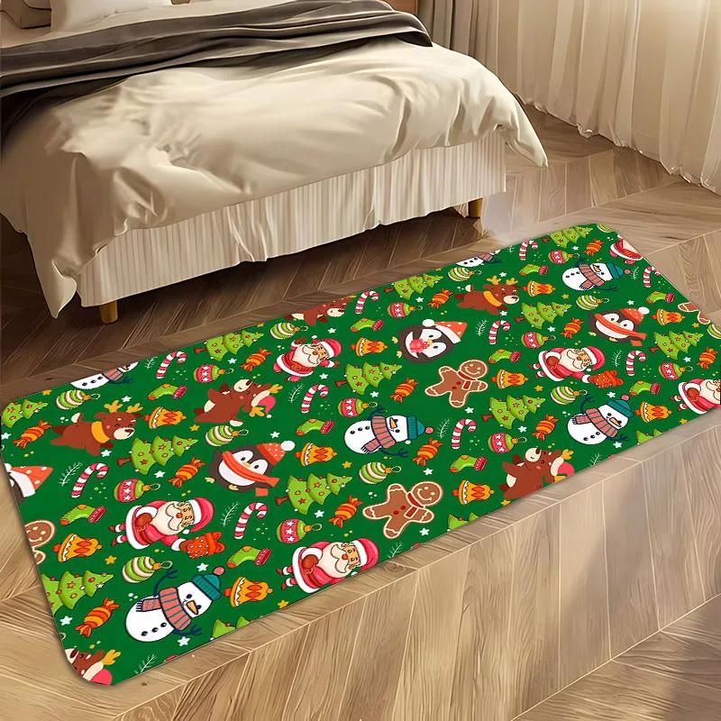 Christmas Theme Soft Carpet, Living Room Bedroom Home Decor Carpet Garden Lawn Carpet Kitchen Kids Bedroom Mat New Year Present