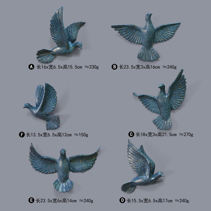 6pcs/set Resin Flying Birds Figurines Wall Hanging Simulation Pigeon Sculptures Sparrow Ornaments Handicraft Home Decoration
