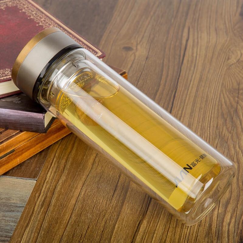Fuguang Double-Layer Portable Glass Tea Cup