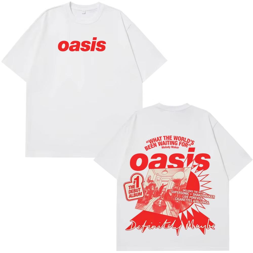 

Oasis Band Logo Rock Band Vintage Printed T Shirt Men Women Cotton Tshirts Casual Short Sleeve Vintage Punk T Shirt Streetwear S