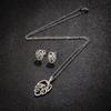 Korean Style Stainless Steel Palm Leaf Pendant & Earrings Set