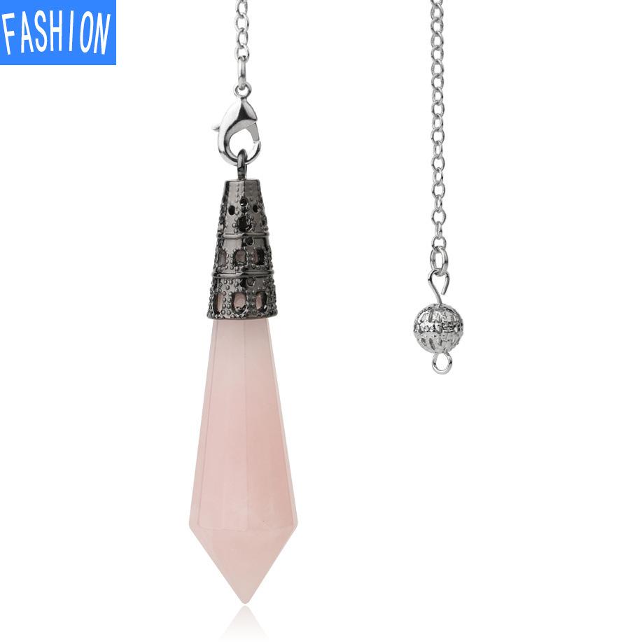 Vícebarevný přírodní krystalový kámen Lingdang přívěsek kužel pozlacený bronzem