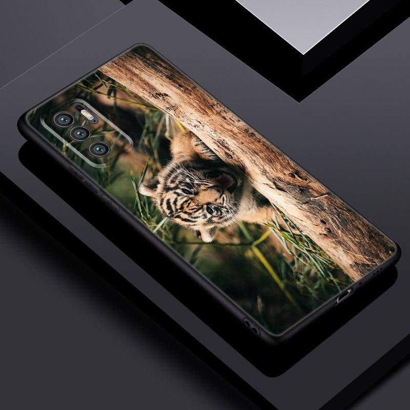 Cute Little Tiger Phone Case For Xiaomi Redmi Note 11 10 9 8 Pro 11T 5G 10T 10S 9S 9T 9i 9C 9A 8T Soft TPU Black Cover Funda