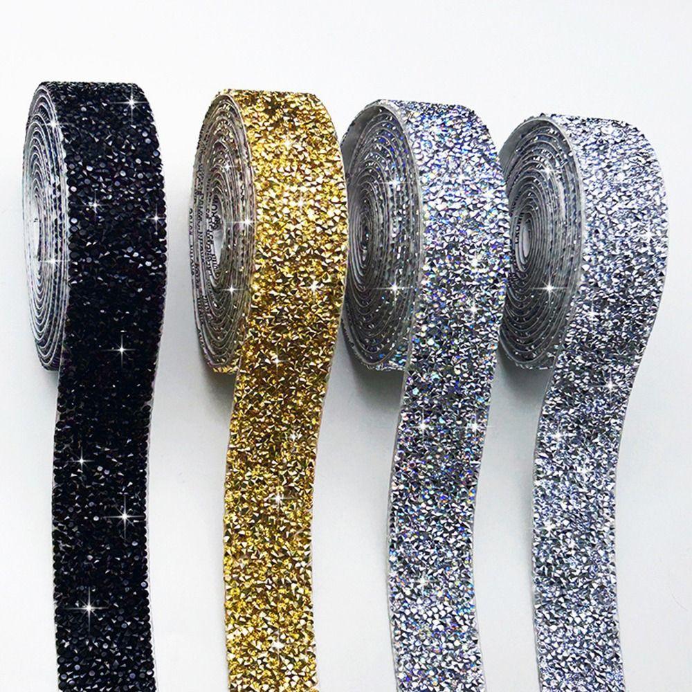 3cm Width Resin Rhinestone Strip Self-Adhesive Heat Melting Glue Hot Stamping Diamond Iron On 3 Yard Length Rhinestone Tape