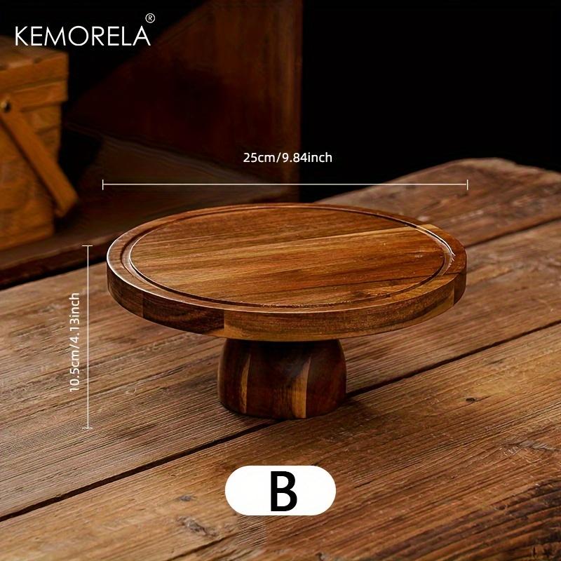 1PCS Acacia Wood Cake Tray High Foot Cake Display Tray Bread Plate With Cover Transparent Glass Cover And Without Lid Cake Stand