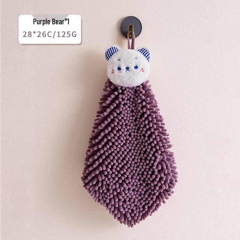 Cartoon Quick-Dry Chenille Towel for Kitchen & Bath, Wall-Mounted & Water-Absorbing