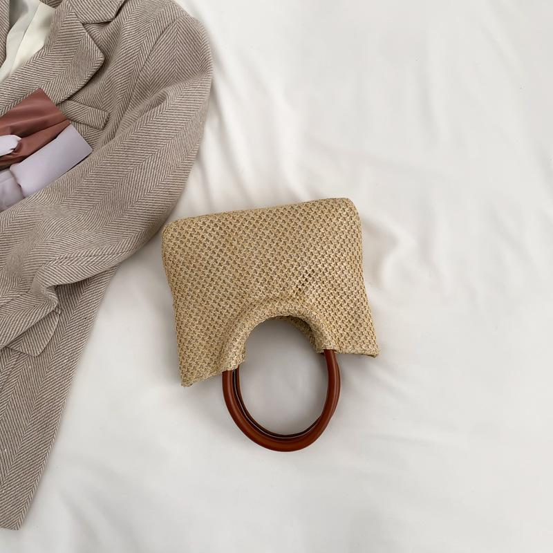 

2025 new solid color woven tote small bag versatile fashion casual handbag trendy small square bag hand bag коричневый