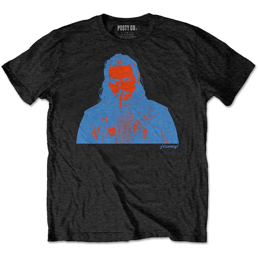 Post Malone - Red and Blue Photo - Black t-shirt XXXL