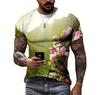 Fashion Casual 3d Printed Nature Landscape Pattern Summer Men Interesting Trend Plus Size Street Personality Harajuku Loose Top