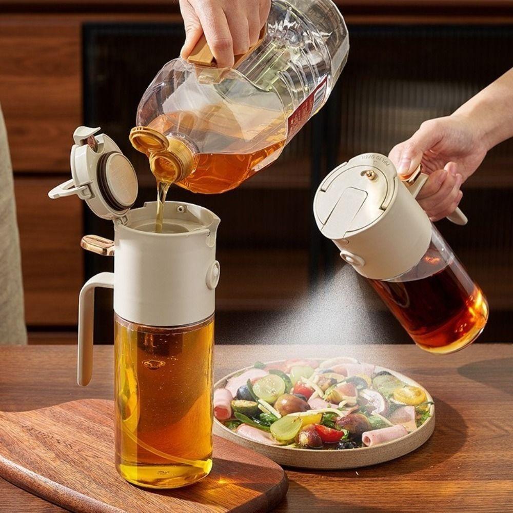 Glass 2-in-1 Oil Sprayer 580 ML Oil Dispenser Practical Dual-Purpose Oil Bottle  Barbecue Cooking