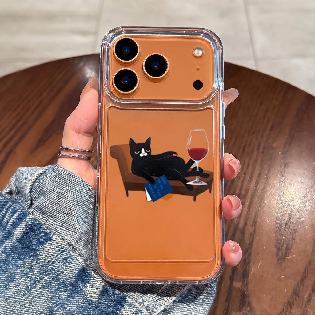 Cool Cat Transparent Case For iPhone 16 Pro 15 14 13 12 11 17 Pro Max 7 8 Plus XS 16E Silicone Shockproof Clear Soft Cases Cover