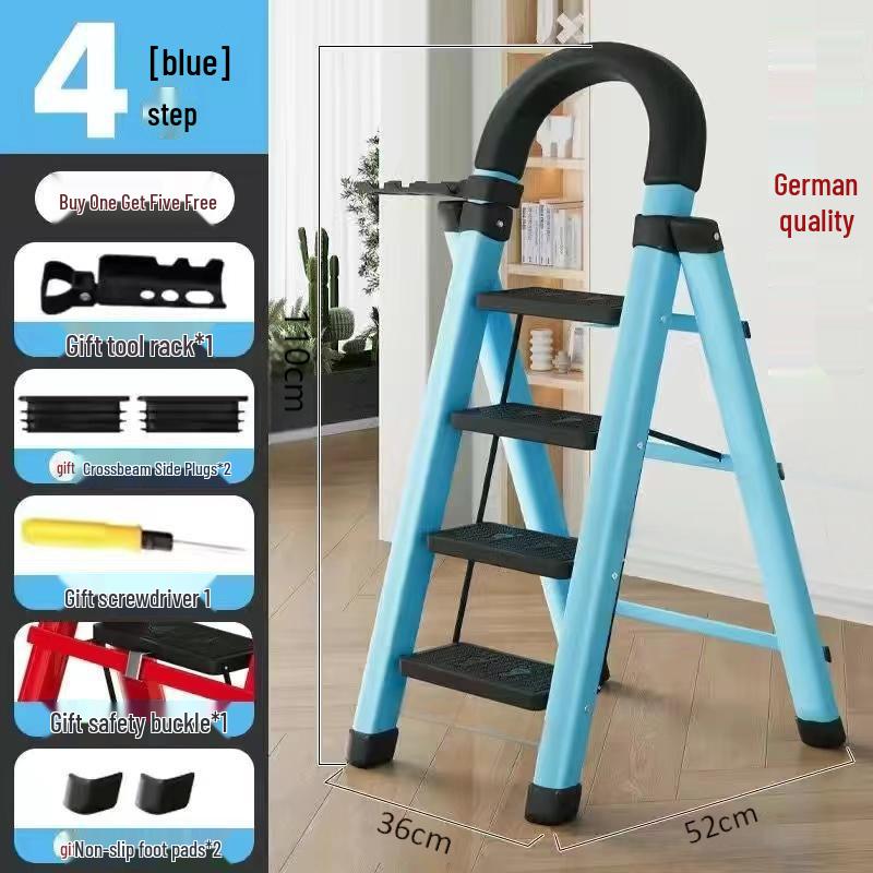 Multi-Functional Carbon Steel Folding A-Frame Telescopic Step Ladder for Indoor Use