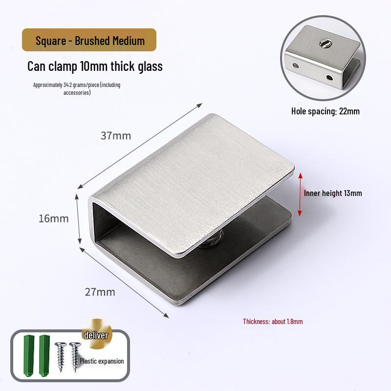 Stainless Steel Semicircular Square Glass Clamp Shelf Bracket