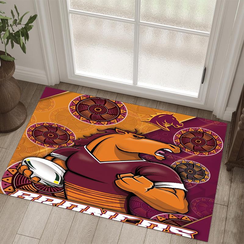 Brisbane Broncos Design Crystal Velvet Carpet Cozy Non?Slip Printed Rug For Bedroom Living Room Entrance