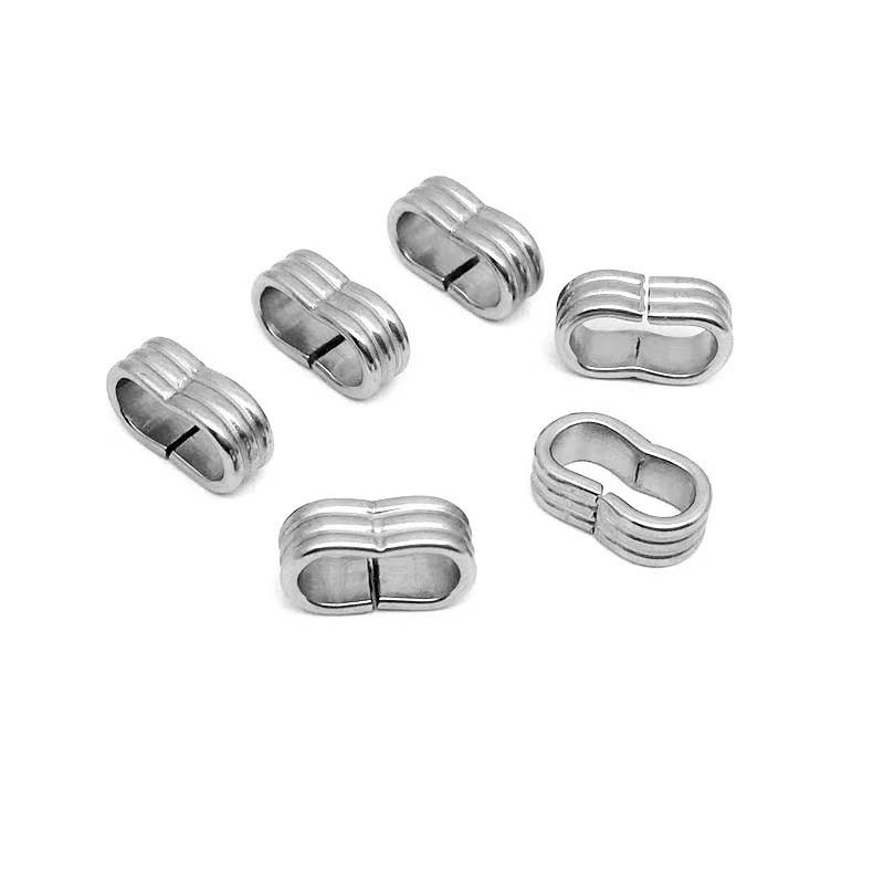 Stainless Steel Closed Figure-eight Buckle Double Hole Locating Bead Braided Leather Rope Assembly Handmade Jewelry Findings